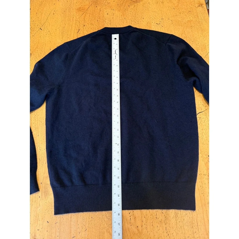 Suitsupply V-Neck XL Navy Blue Pure Cashmere Long Sleeve Knit Sweater Mens